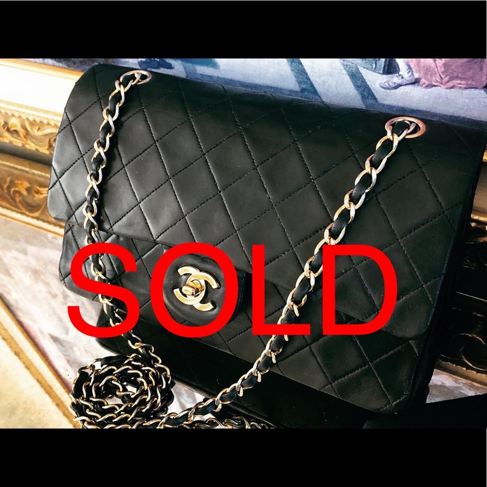 Chanel Medium 25 Double Flap Black with 24K Gold - Picture 1 of 15